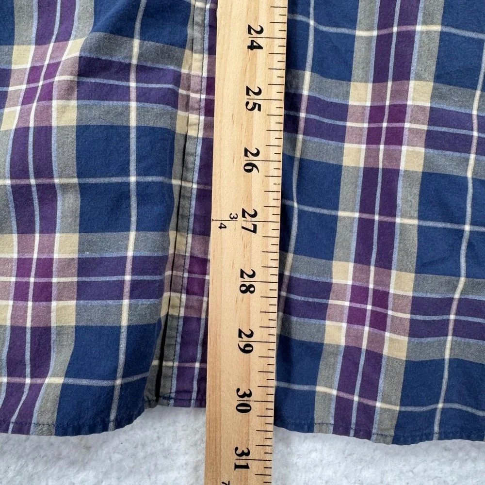 J Crew Mens Button Down Shirt Plaid Long Sleeve 2 Ply‎ Cotton Size L